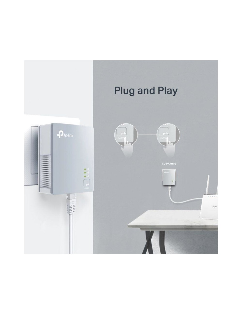 Adaptador Powerline TP-Link TL-PA4010Kit 600Mbps/ Alcance 300m/ Pack de 2
