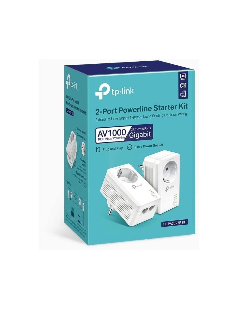 Adaptador Powerline TP-Link TL-PA7027P KIT 1000Mbps/ Alcance 300m/ Pack de 2