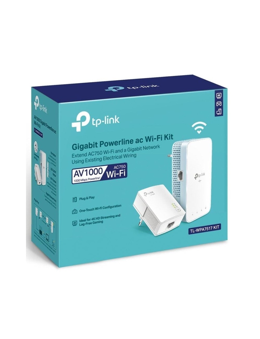 Adaptador Powerline TP-Link TL-WPA7517 Kit 1000Mbps/ Alcance 300m/ Pack de 2