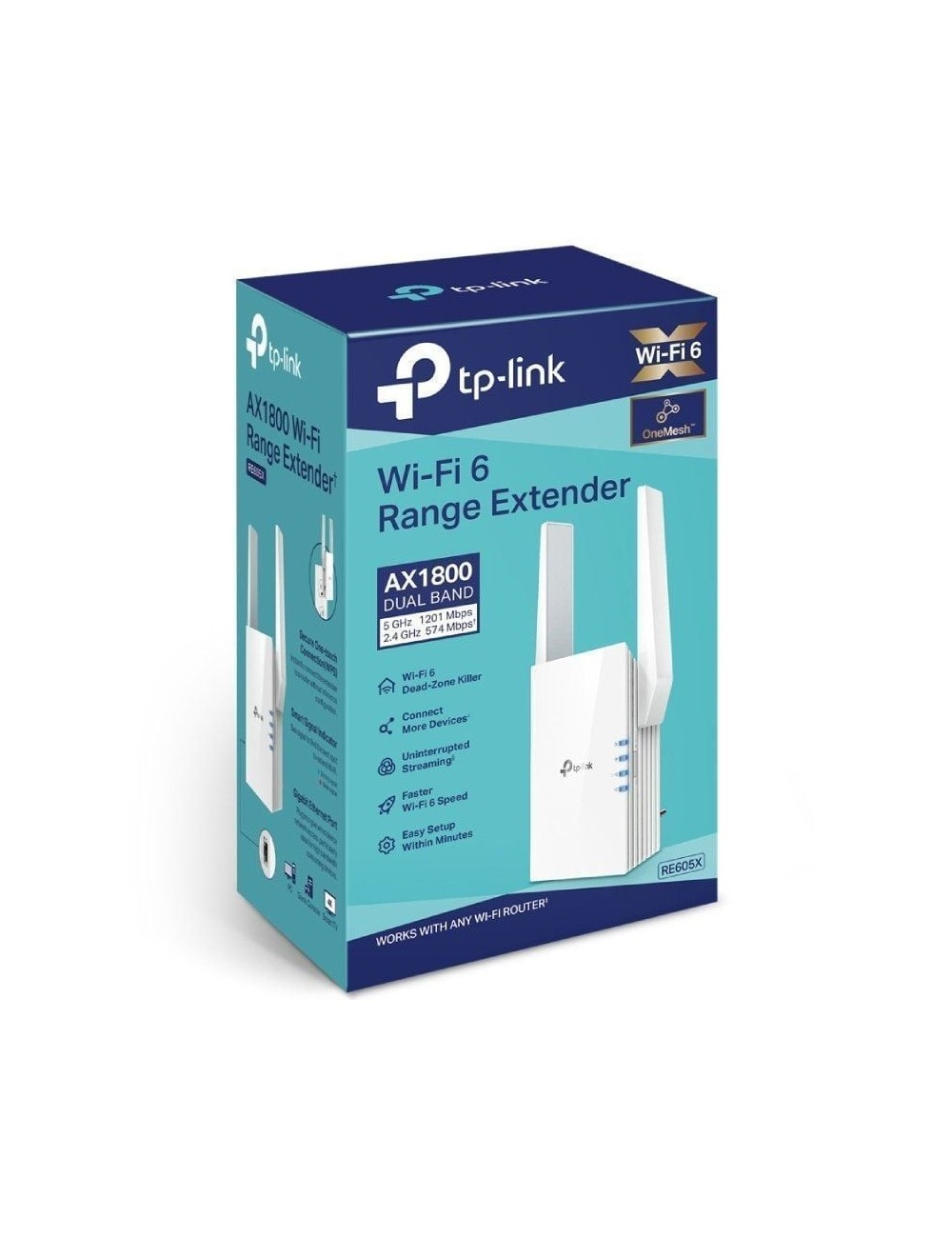 Repetidor Inalámbrico TP-Link RE605X/ WiFi 6/ 1800Mbps/ 2 Antenas