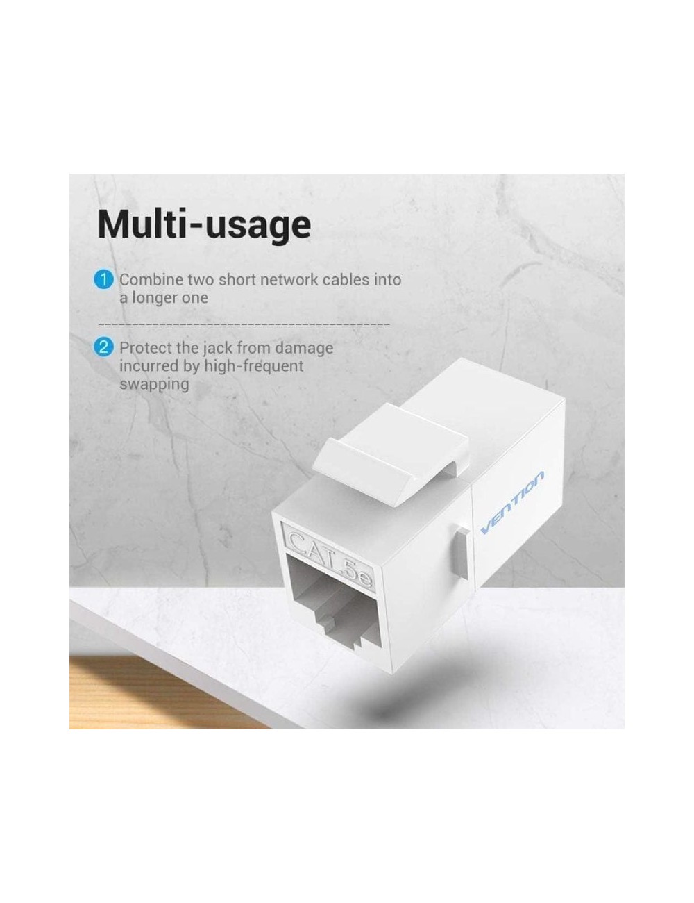 Adaptador Conector RJ45 VDD-B07-W Cat5 UTP/ RJ45 Hembra - RJ45 Hembra/ Blanco