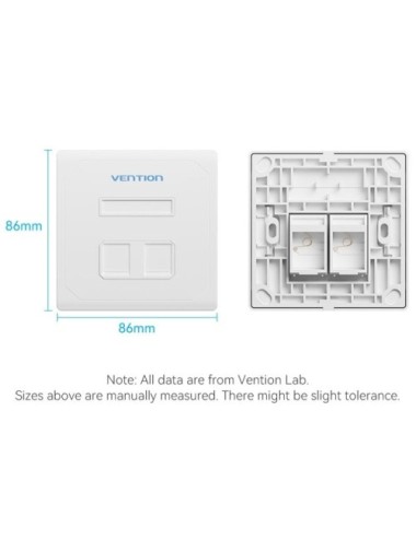 Placa de Pared Keystock Vention IFEW0/ 2 Puertos RJ45