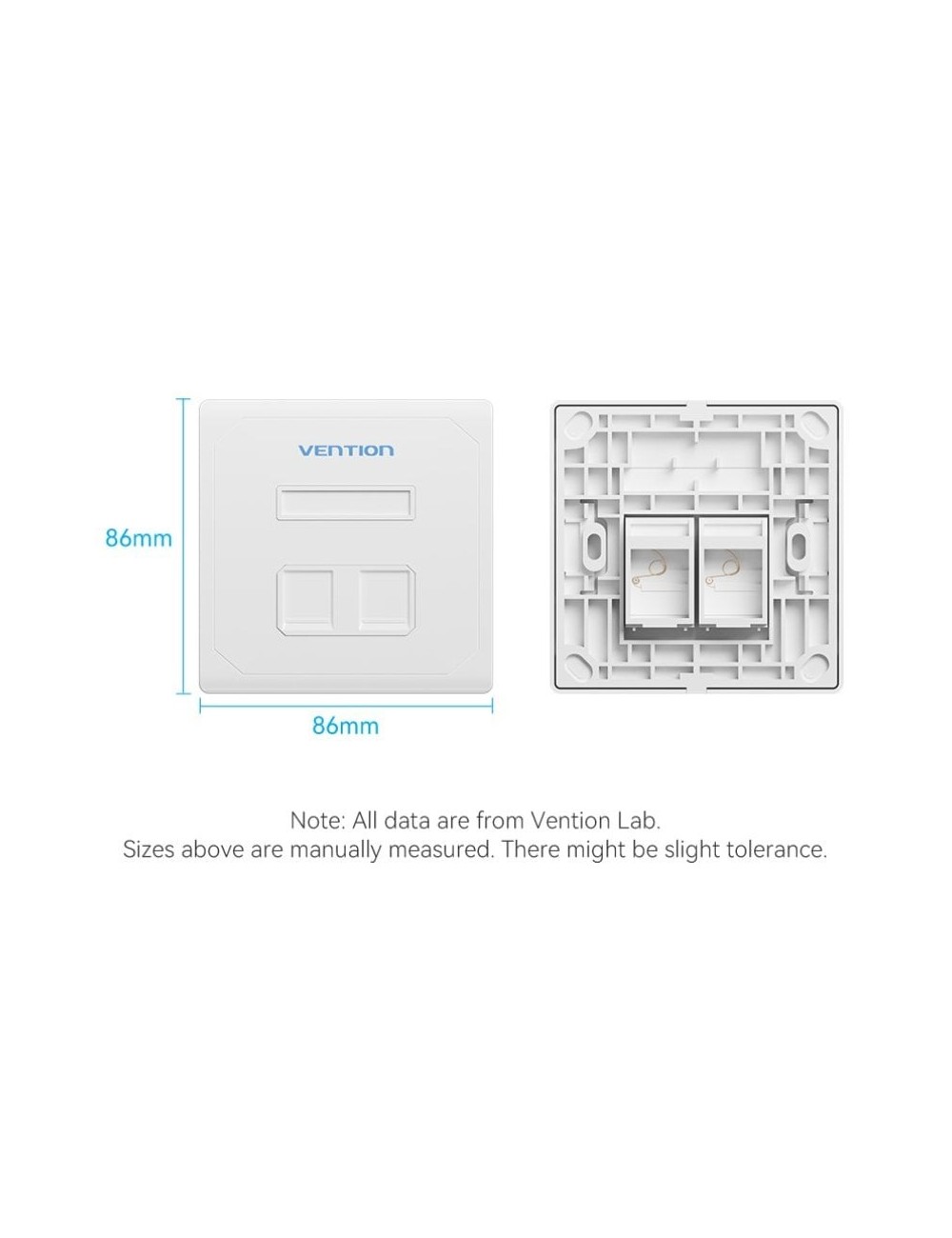 Placa de Pared Keystock Vention IFEW0/ 2 Puertos RJ45