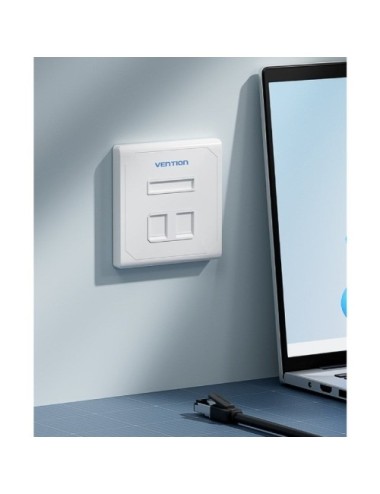 Placa de Pared Keystock Vention IFEW0/ 2 Puertos RJ45