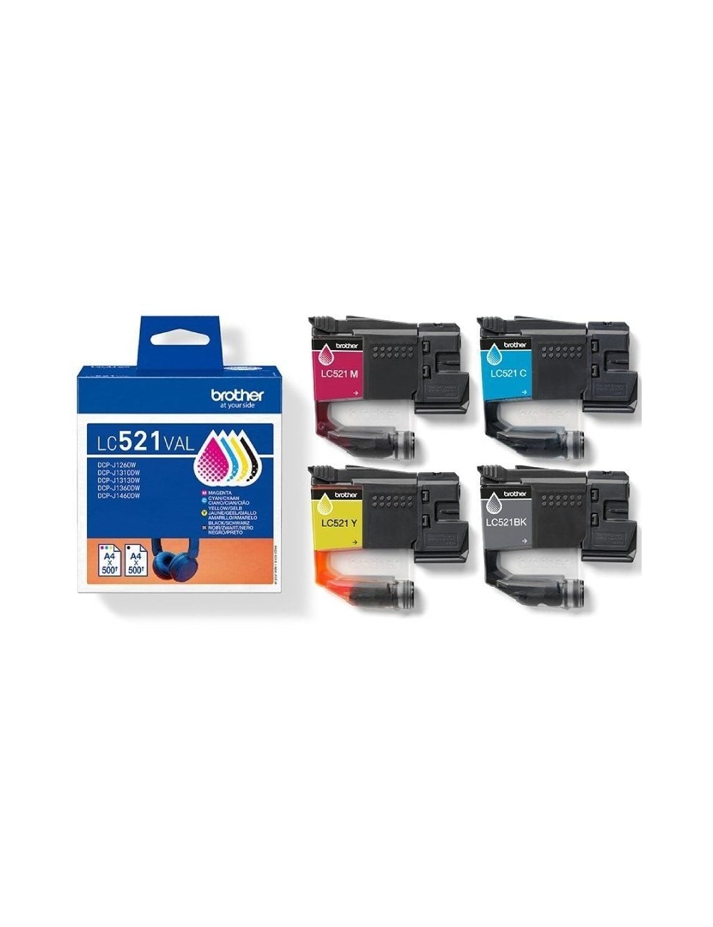 Cartucho de Tinta Original Brother LC-521VAL Multipack/ Cian/ Magenta/ Amarillo/ Negro