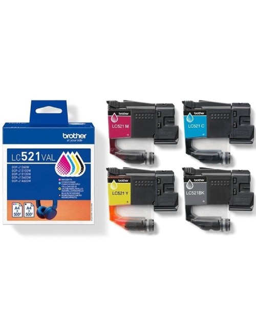 Cartucho de Tinta Original Brother LC-521VAL Multipack/ Cian/ Magenta/ Amarillo/ Negro