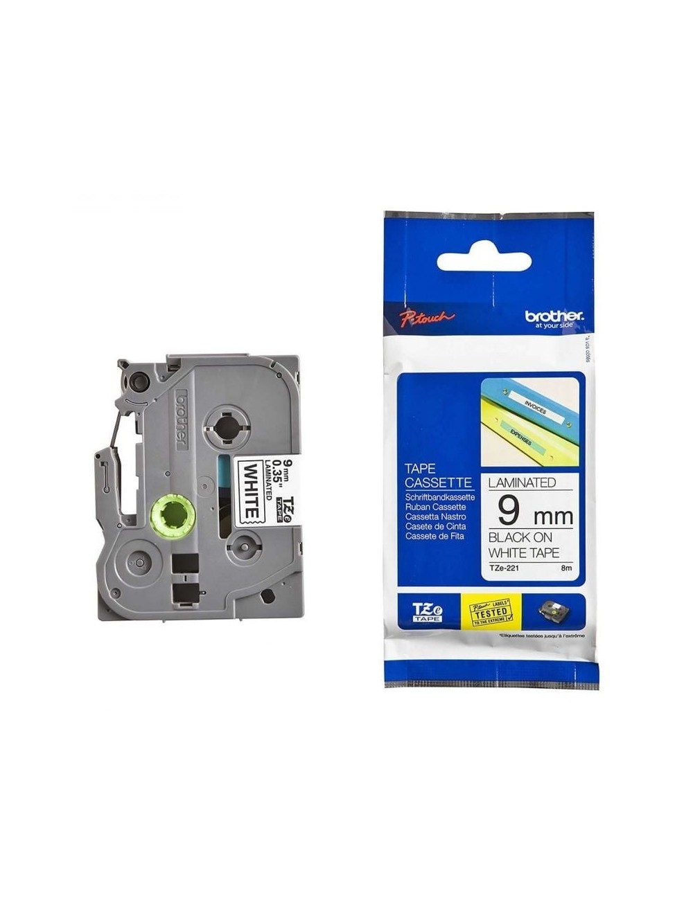 Cinta Laminada Original Rotuladora Brother TZe-221/ Blanca
