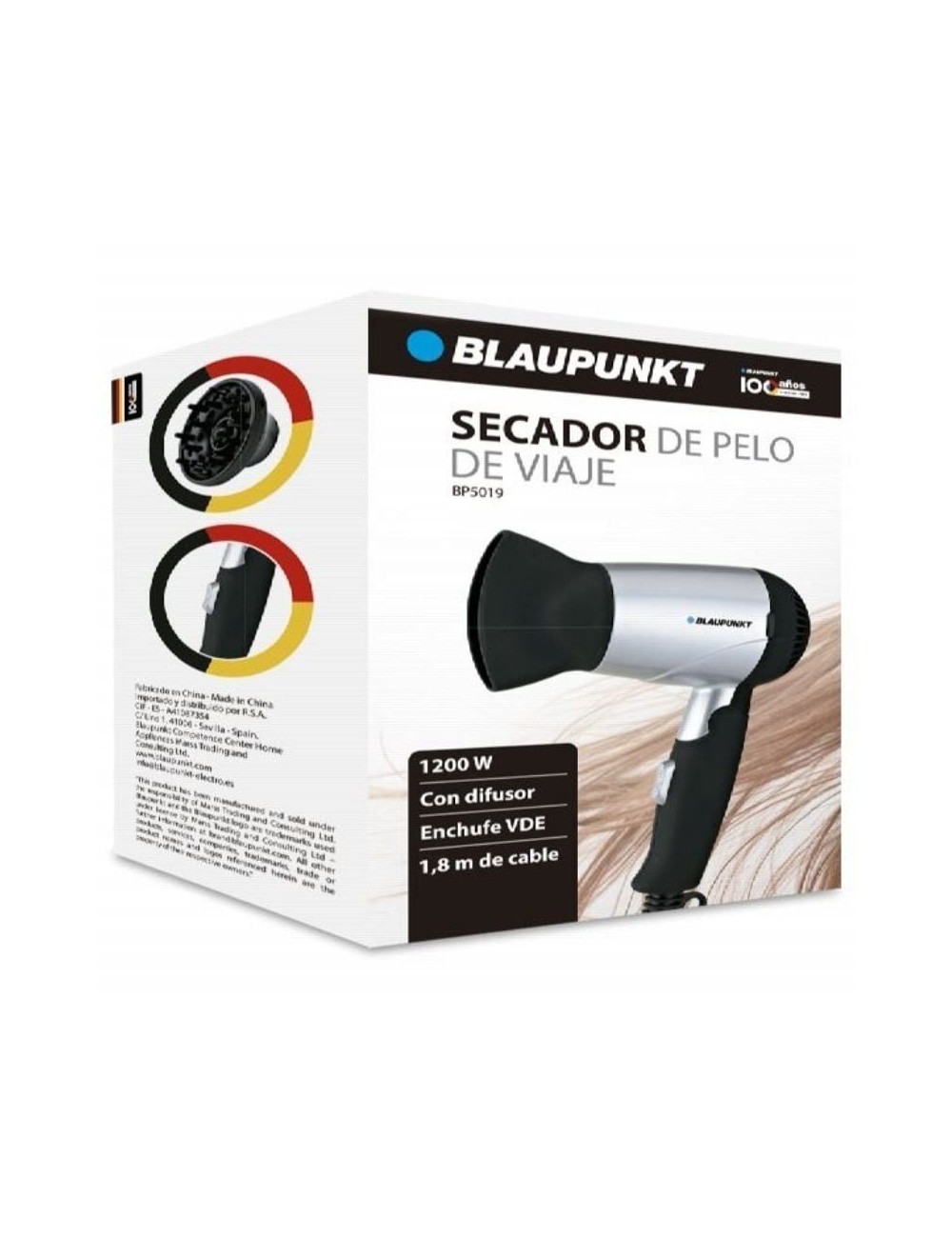 Secador Blaupunkt BP5019/ 1200W/ Negro y Plata