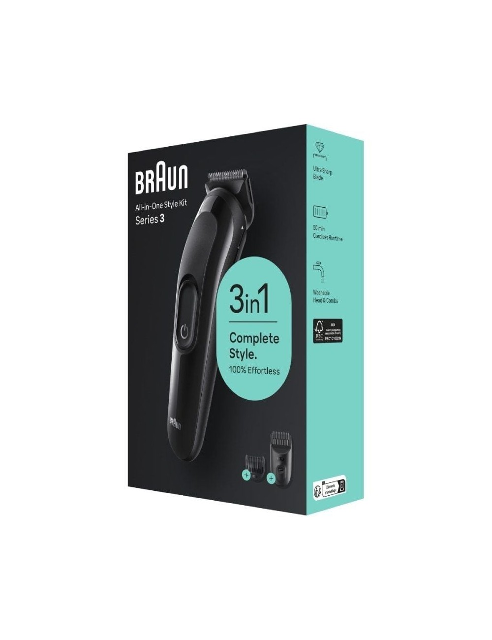 Afeitadora Braun All in One 3 en 1 Style Kit Series 3/ con batería/ 2 Accesorios