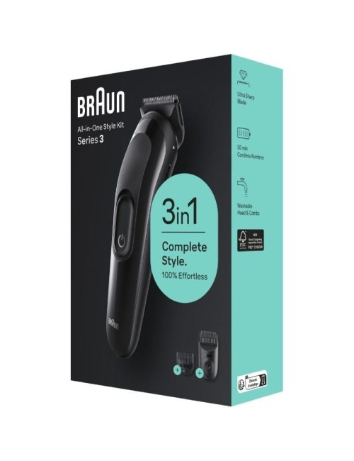 Afeitadora Braun All in One 3 en 1 Style Kit Series 3/ con batería/ 2 Accesorios