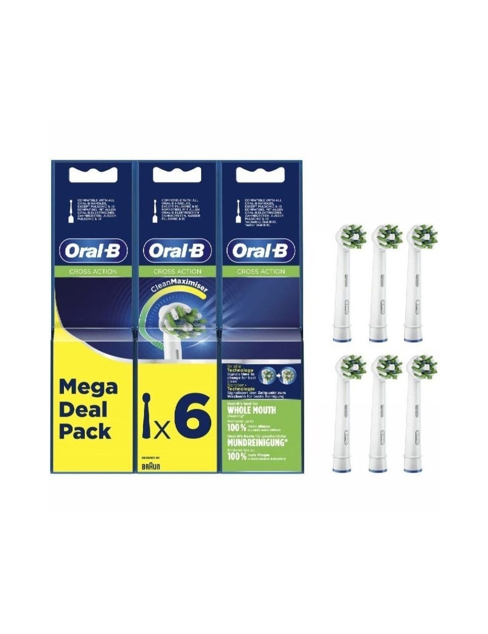 Cabezal de Recambio para cepillo Oral-B Pro Cross Action/ Pack 6 uds