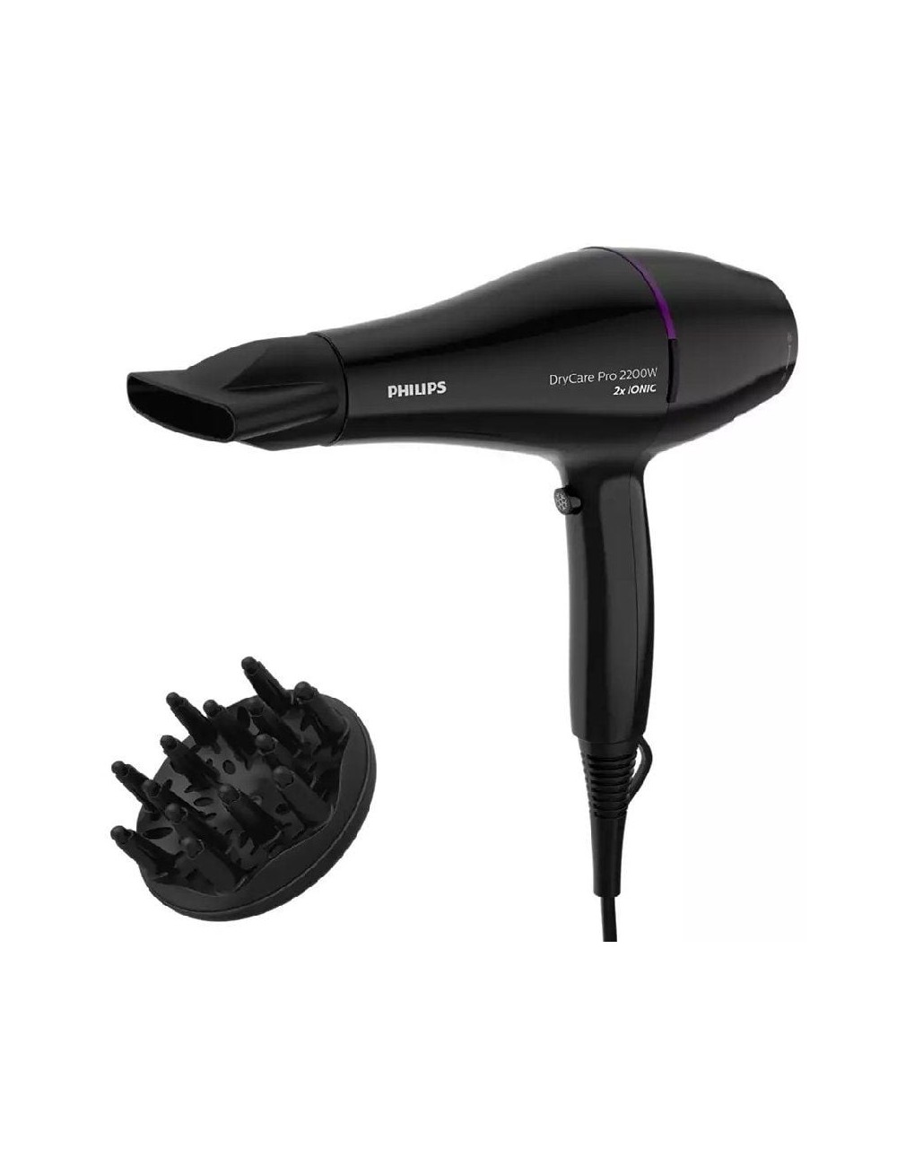 Secador Philips Drycare Pro BHD274/ 2200W/ Negro y Violeta