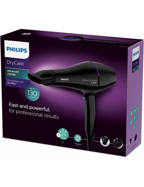 Secador Philips Drycare Pro BHD274/ 2200W/ Negro y Violeta