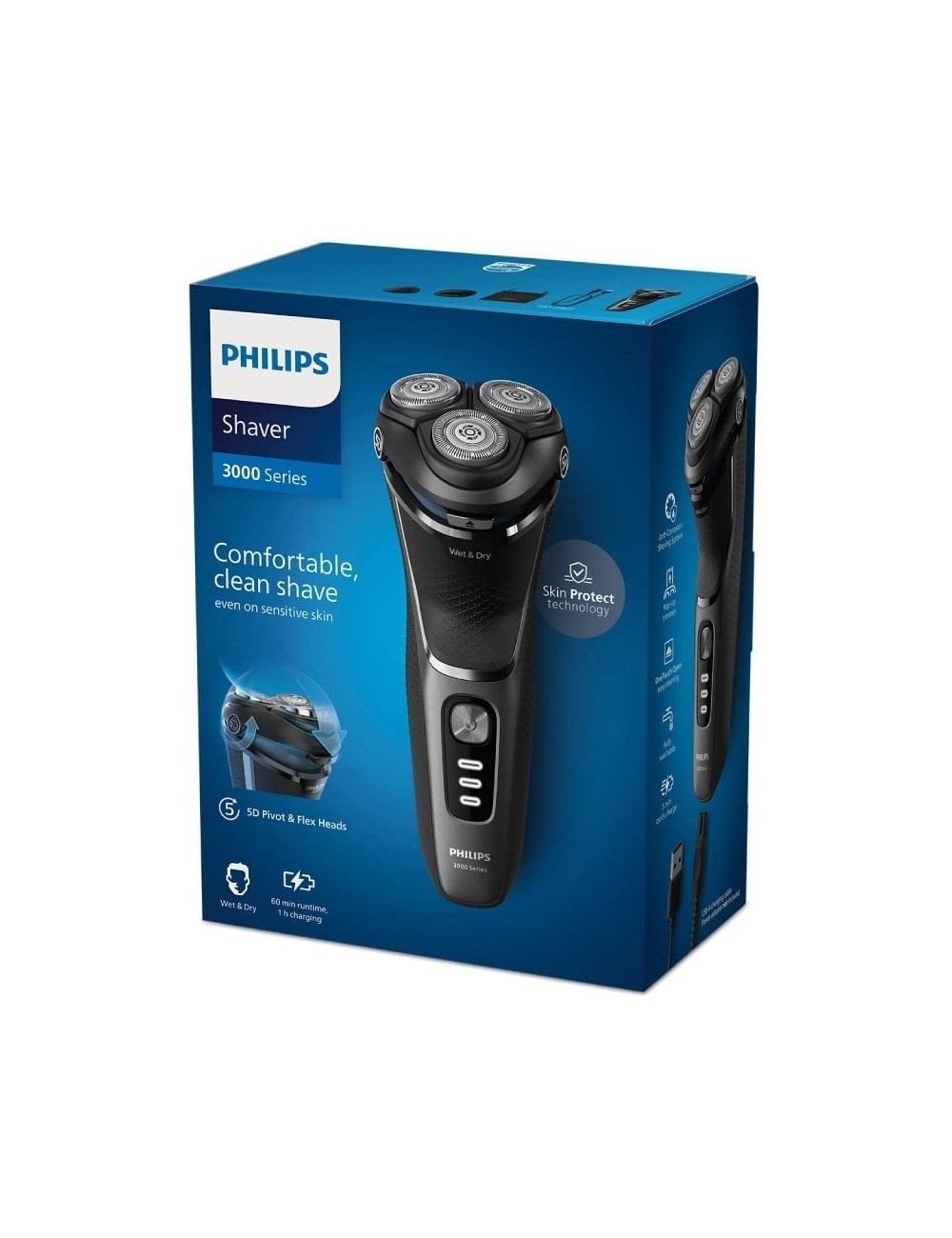 Afeitadora Philips Shaver Series 3000 S3343/13/ con Batería/ 4 Accesorios