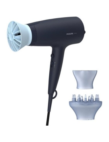 Secador Philips 3000 series BHD360/ 2100W/ Iónico/ Azul/ 3 Accesorios