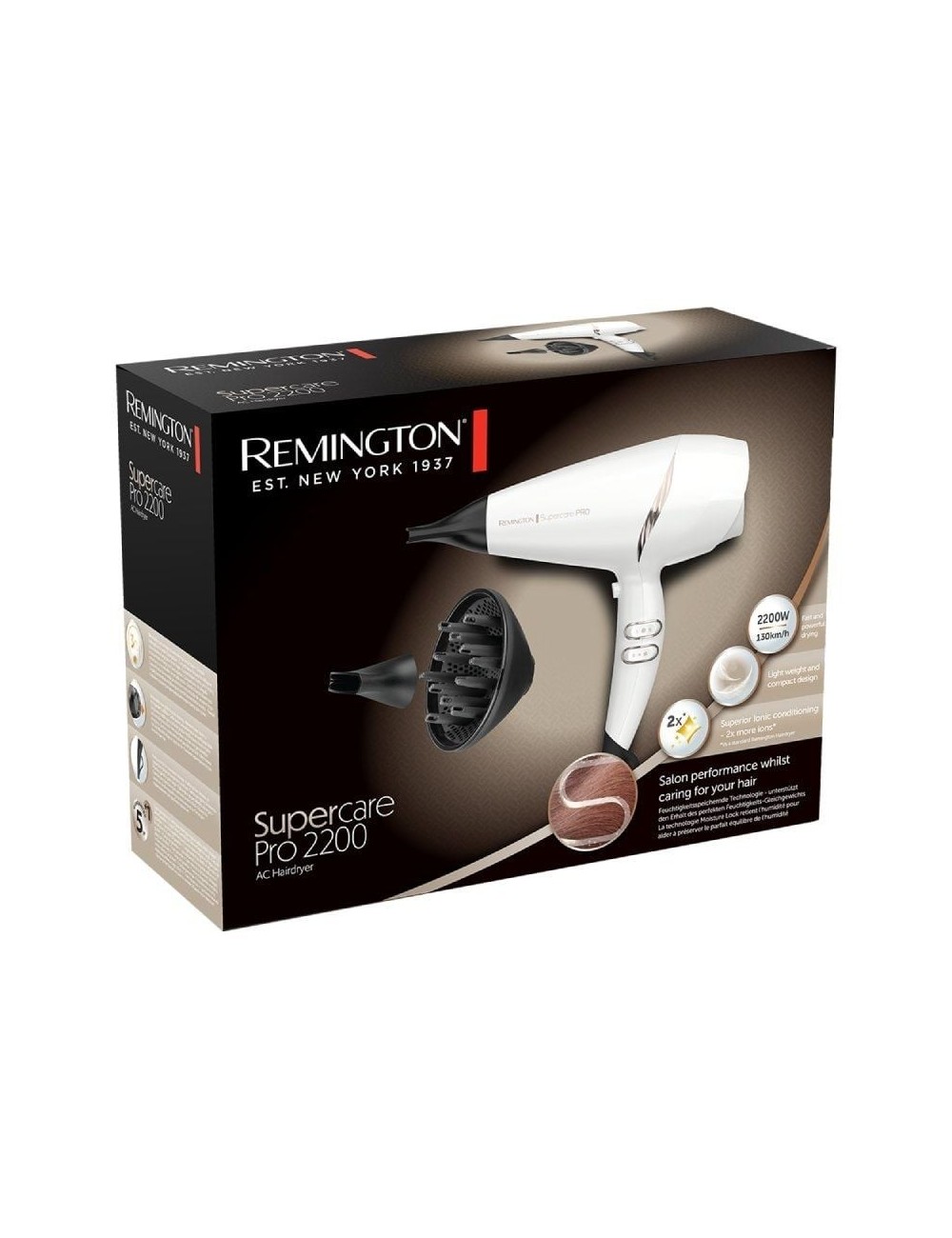Secador Remington SuperCare Pro 2200 AC7200W/ 2200W/ Iónico/ Blanco
