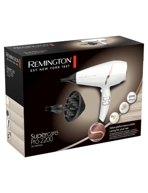 Secador Remington SuperCare Pro 2200 AC7200W/ 2200W/ Iónico/ Blanco