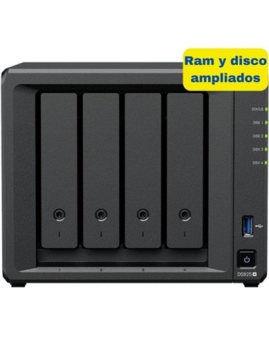 NAS Synology Diskstation DS925+/ 4 Bahías 3.5'- 2.5'/ 8GB DDR4/ 16TB/ Formato Torre