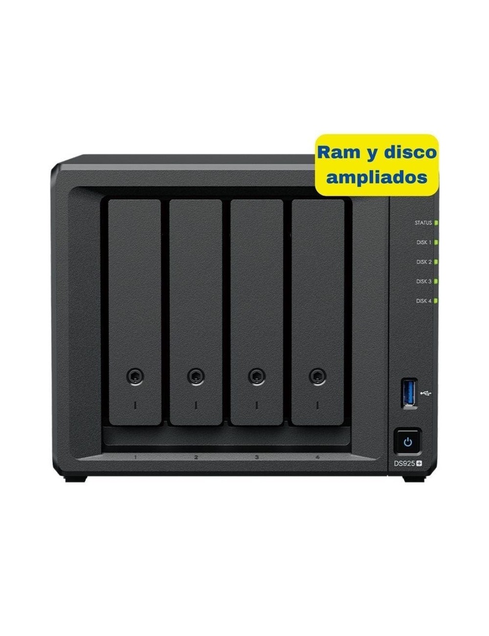 NAS Synology Diskstation DS925+/ 4 Bahías 3.5'- 2.5'/ 8GB DDR4/ 16TB/ Formato Torre