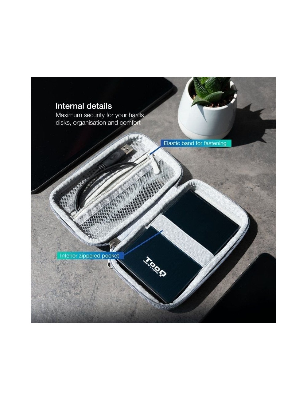 Funda para Disco Externo de 2.5' TooQ TQBC-E2503G/ Gris
