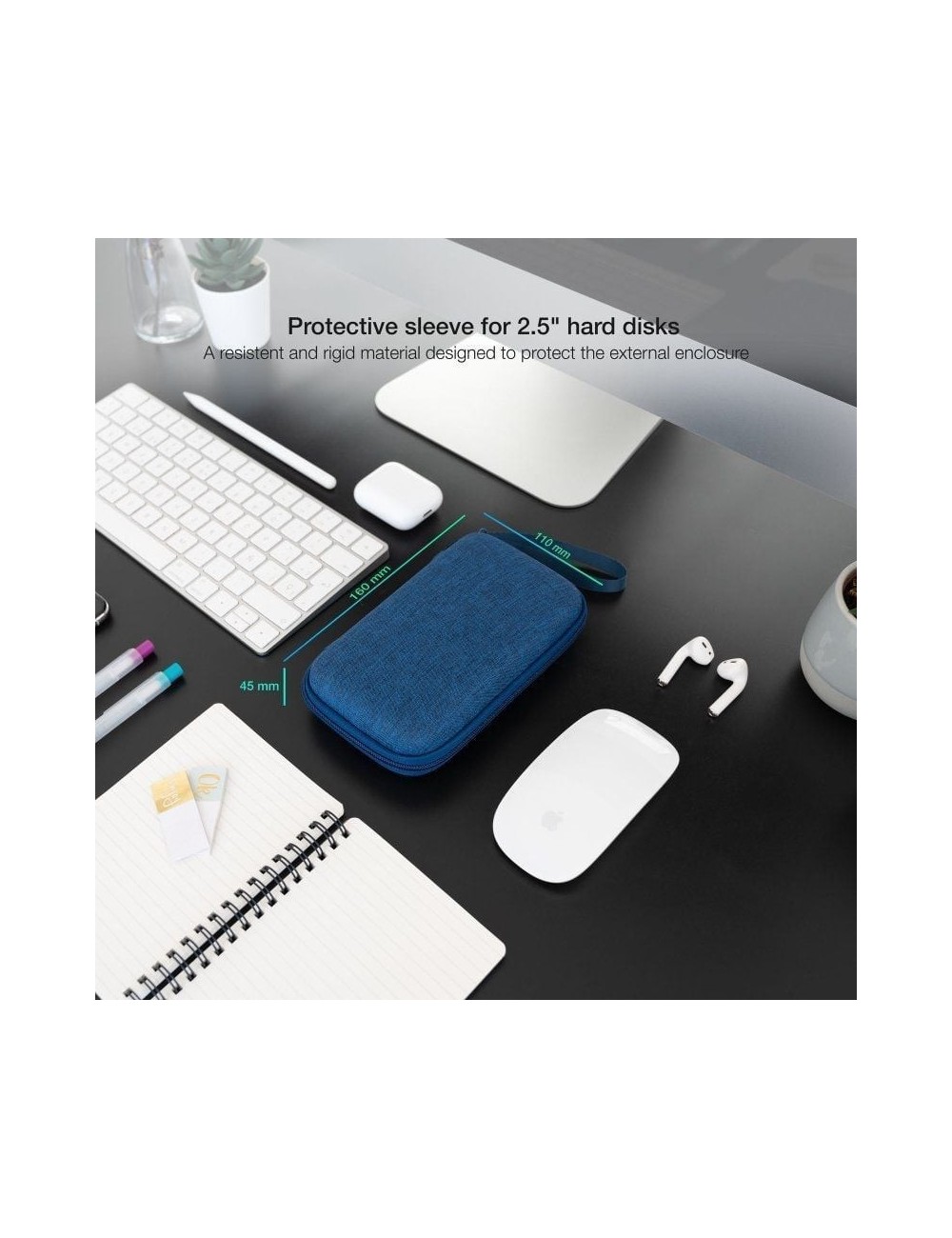 Funda para Disco Externo de 2.5' TooQ TQBC-E2503PB/ Azul Pacífico