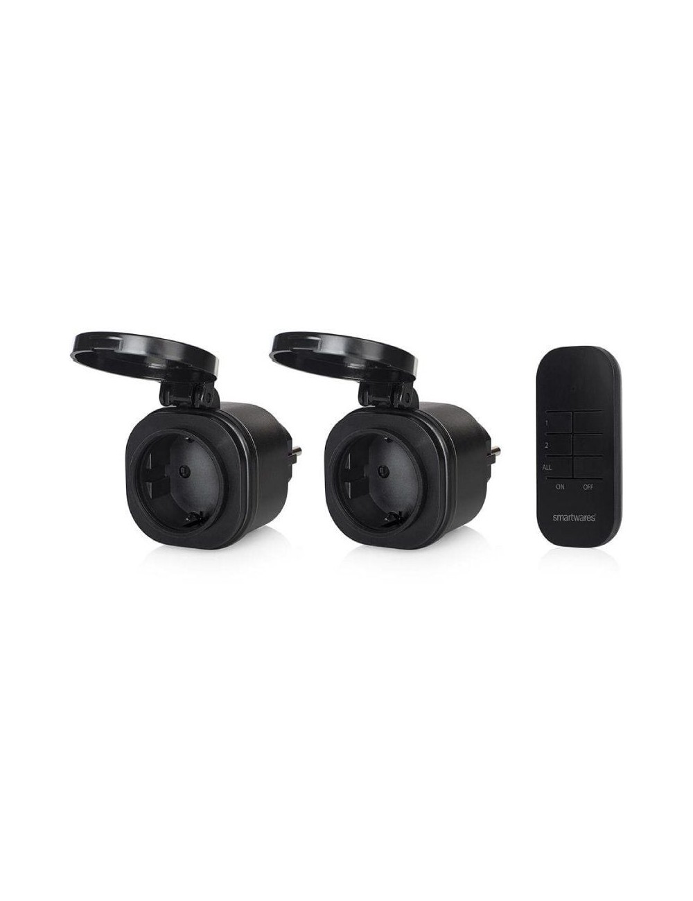 Set de Mini Enchufes para Exterior Smartwares SH4-99653/ Negros