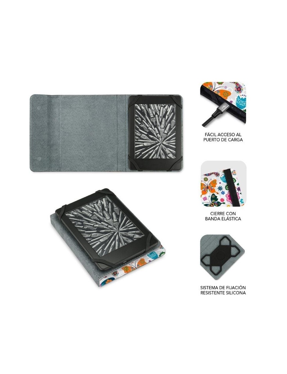 Funda para libro electrónico Subblim 1EC010 Clever Ebook Case 6' Mariposas