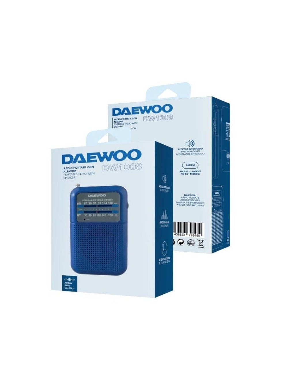 Radio Portátil Daewoo DW1008/ Azul