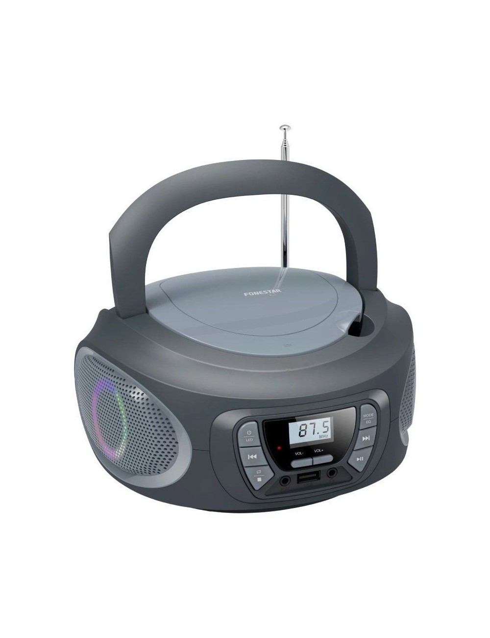 Radio CD Fonestar BOOM-ONE-G/ 13W/ con Cable/ a Pilas/ Gris