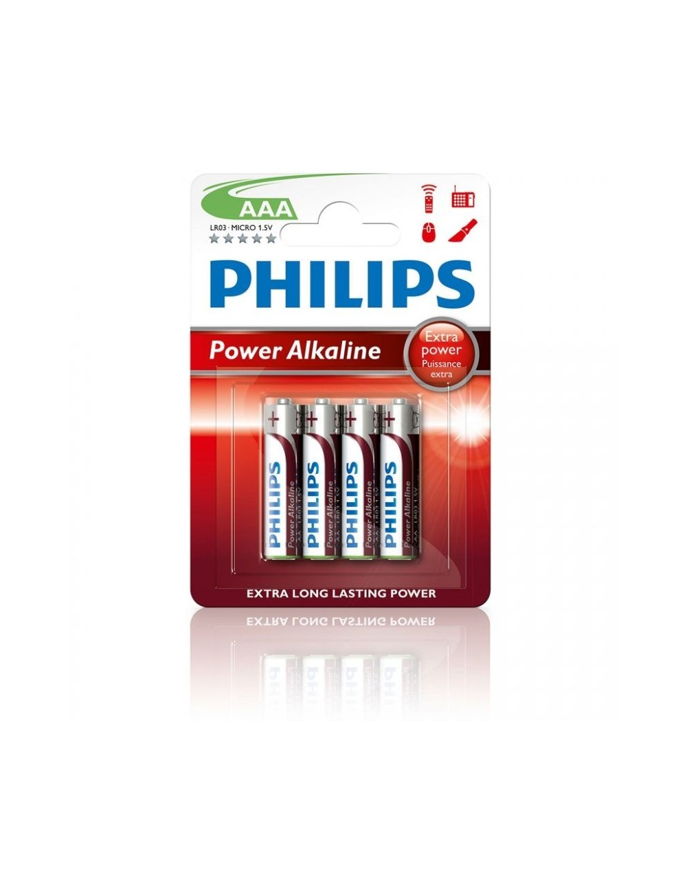Pack de 4 Pilas AAA Philips LR03P4B/10/ 1.5V/ Alcalinas