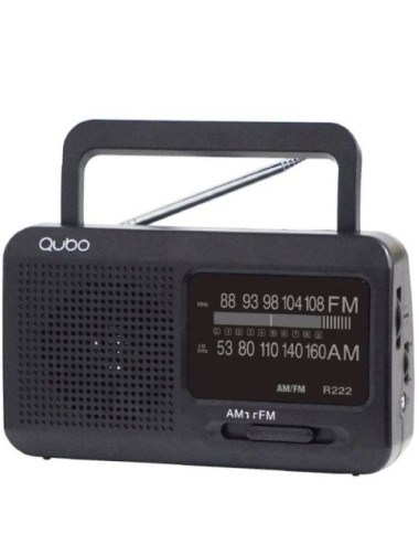 Radio Portátil Qubo R-222/ con Cable/ a Pilas/ Negra