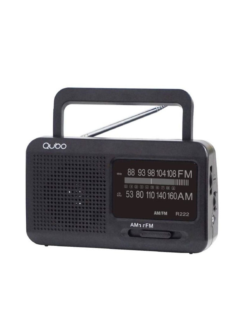 Radio Portátil Qubo R-222/ con Cable/ a Pilas/ Negra