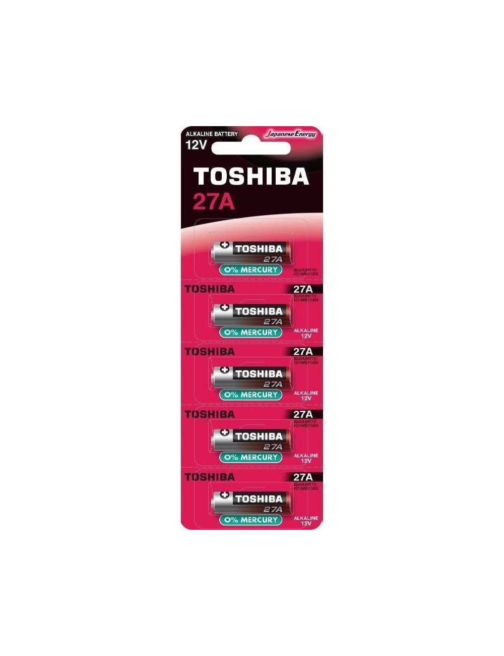 Pack de 5 Pilas 12V Toshiba 27A/ 12V/ Alcalinas