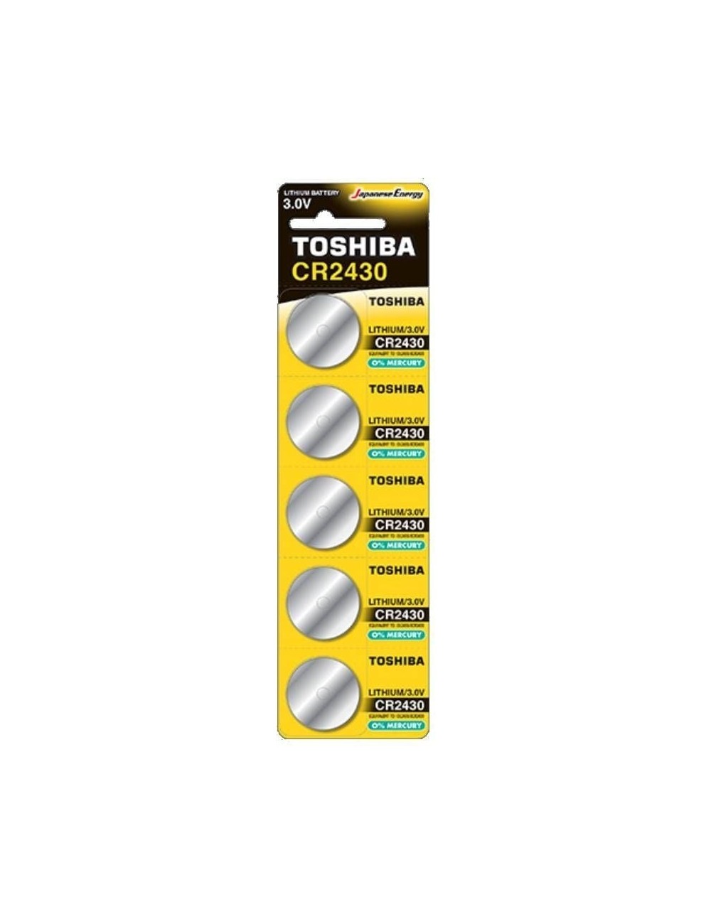 Pack de 5 Pilas de Botón Toshiba CR2430/ 3V/ Alcalinas