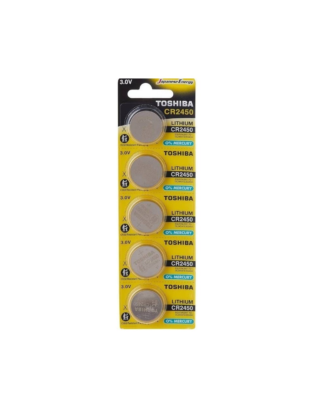 Pack de 5 Pilas de Botón Toshiba CR2450/ 3V/ Alcalinas