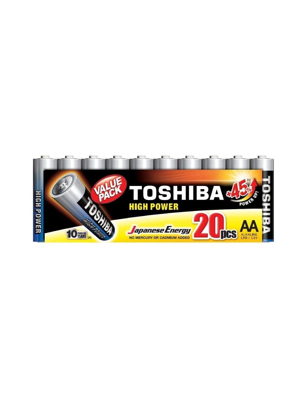 Pack de 20 Pilas AA Toshiba High Power LR6/ 1.5V/ Alcalinas