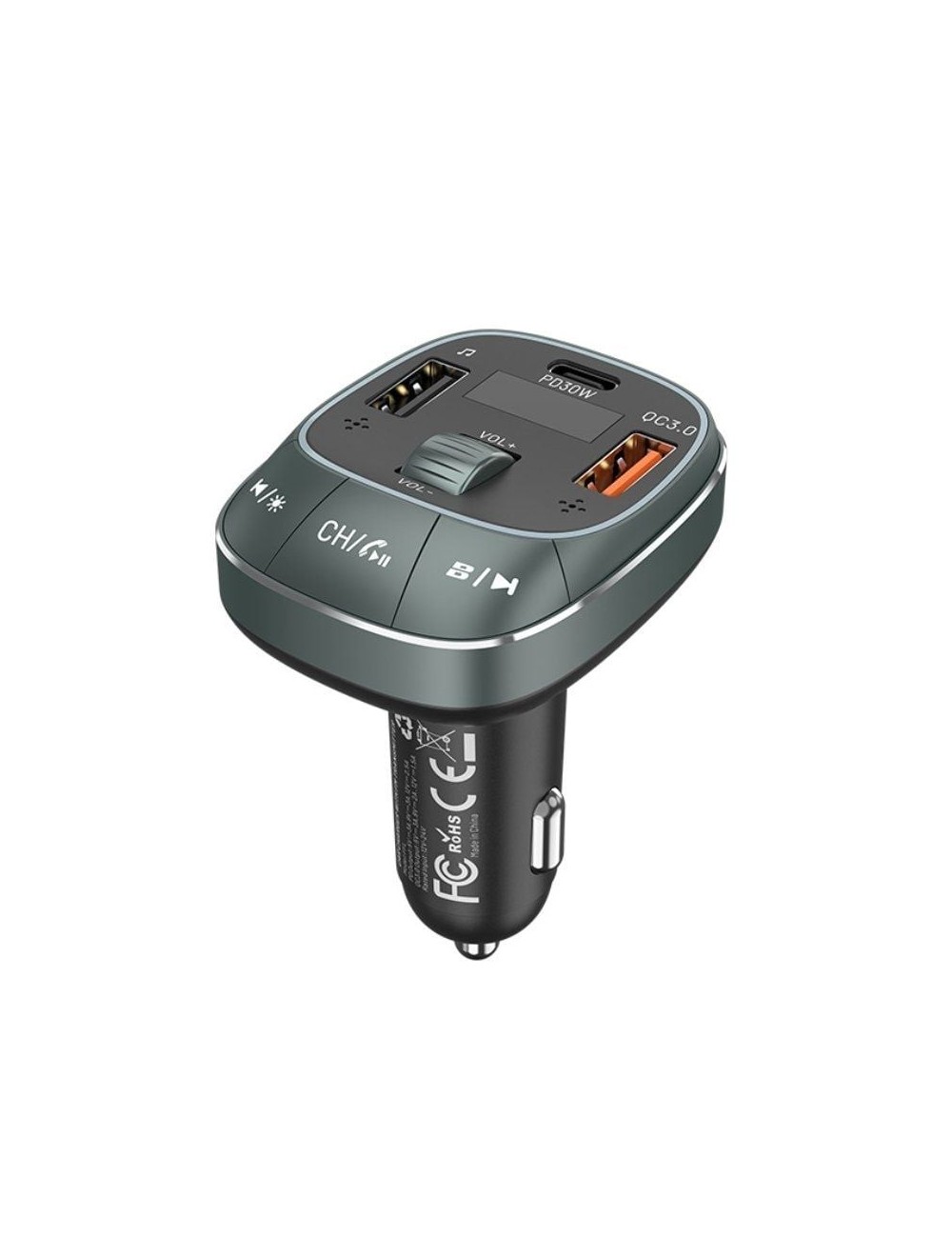 Transmisor FM/ MP3/ Bluetooth Vention FFLB0/ 1xUSB-Tipo C/ 2xUSB/ 30W