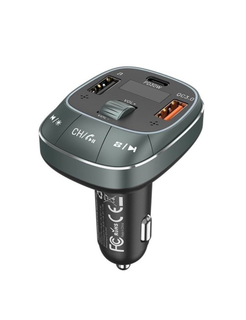 Transmisor FM/ MP3/ Bluetooth Vention FFLB0/ 1xUSB-Tipo C/ 2xUSB/ 30W