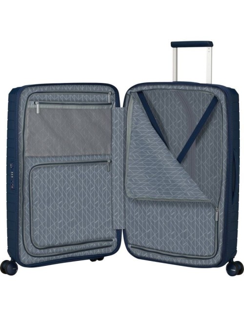 Maleta Mediana American Tourister FastForward Spinner Expansible 68cm/ 68x46x30cm/ 4 Ruedas/ Azul Marino