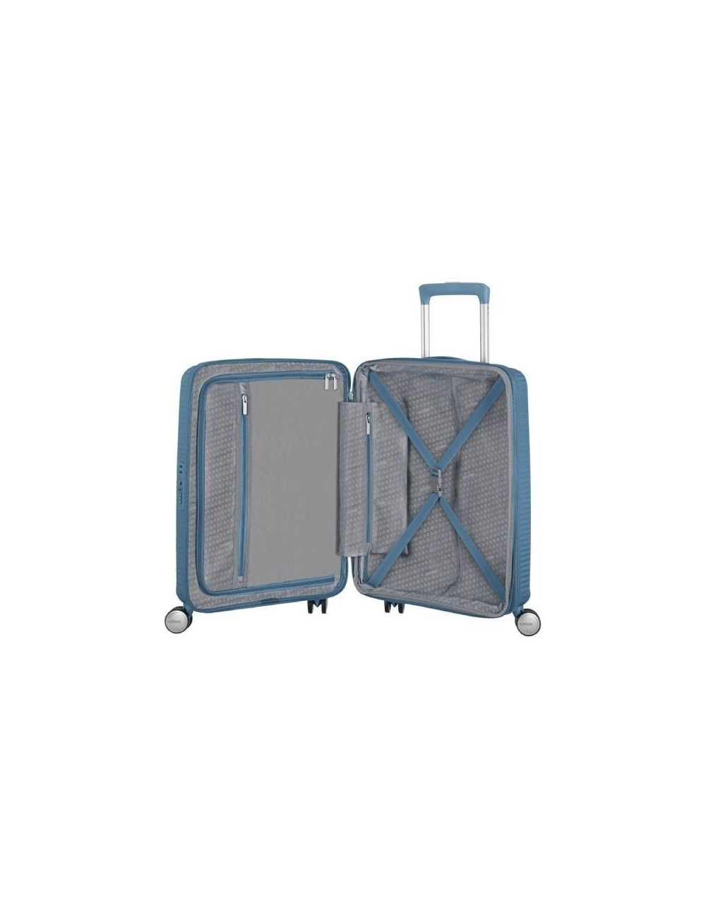 Maleta de Cabina American Tourister SoundBox Spinner 55cm/ 55x40x20cm/ 4 Ruedas/ Azul Piedra