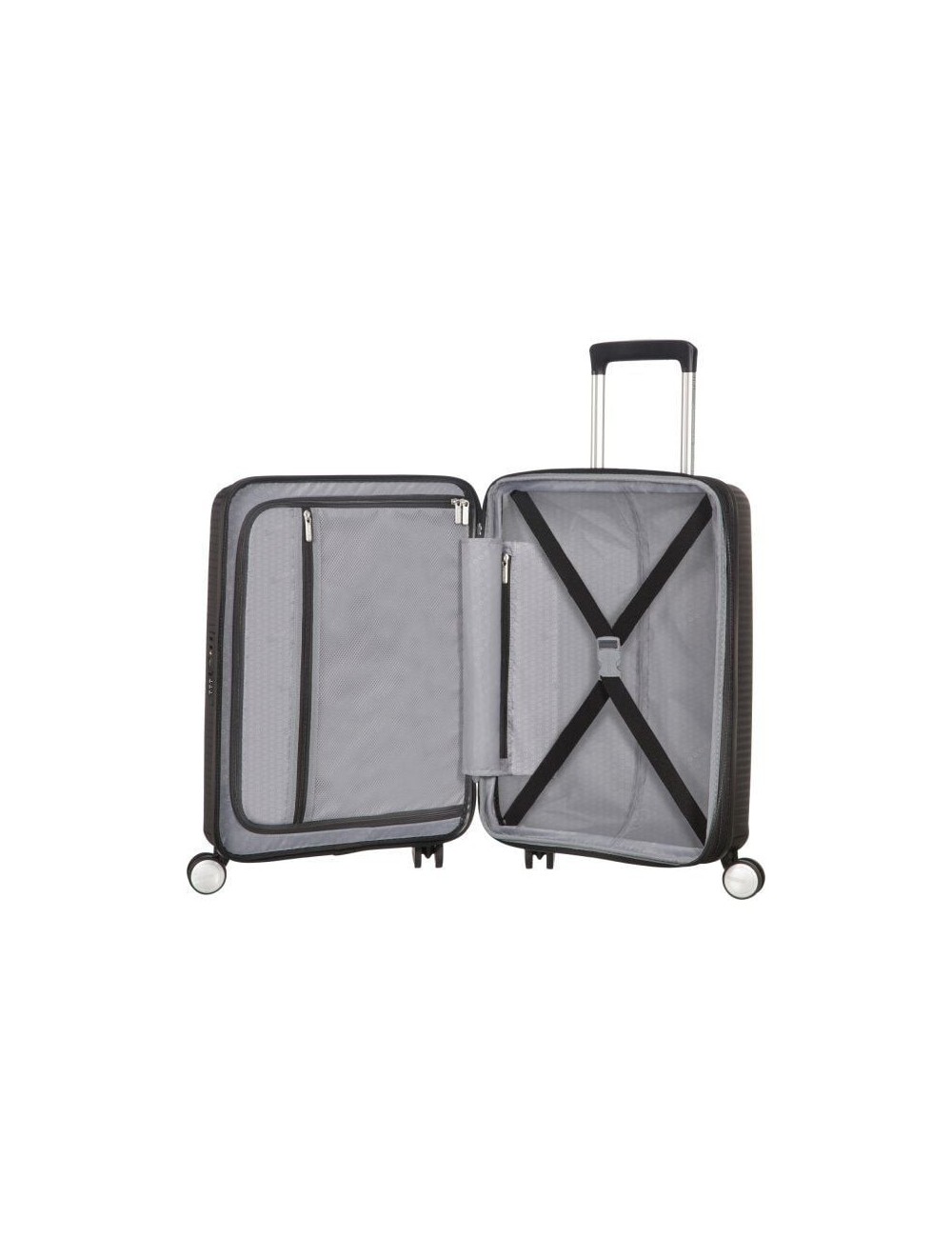 Maleta de Cabina American Tourister SoundBox Spinner 55cm/ 55x40x20cm/ 4 Ruedas/ Negra