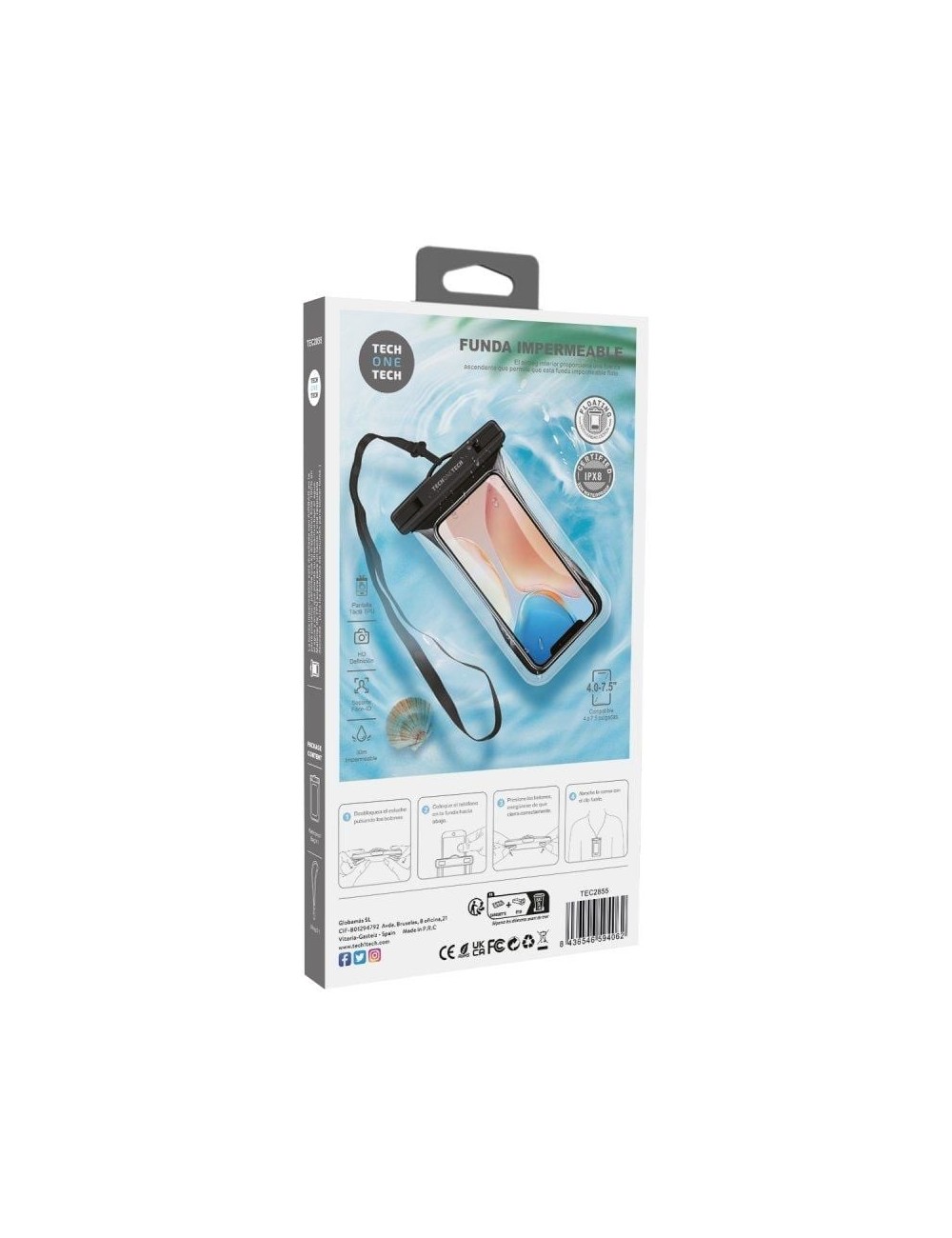 Funda Universal Impermeable para Smartphone Tech One Tech TEC2855/ Hasta 7.5'