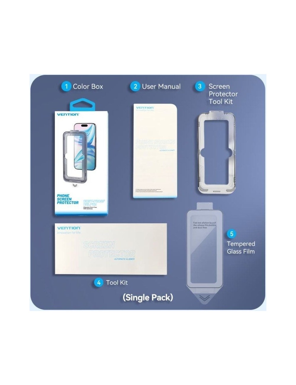 Protector de Pantalla de Cristal Templado Vention KUITCA-10 para iPhone 13 + Herramienta de Instalación Antipolvo