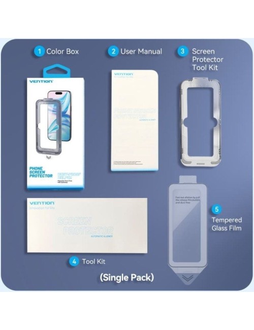 Pack de 2 Protectores de Pantalla de Cristal Templado Vention KUPTCB-20 para iPhone 16 Pro + Herramienta de Instalación Antipolv