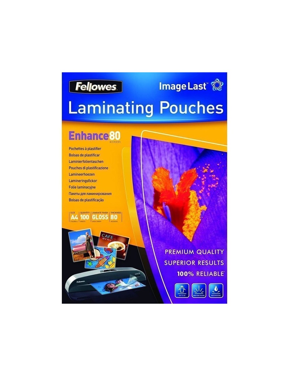 Fundas para Plastificar Fellowes 5306114/ A4/ 80 Micras/ 100 unidades