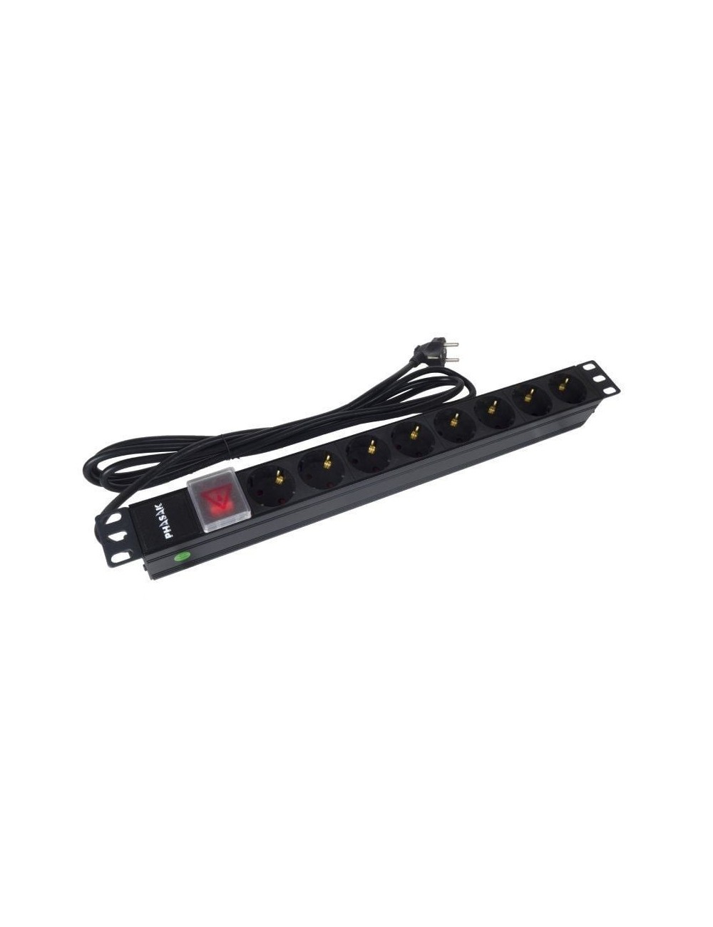 Regleta con Interruptor Phasak BNS 1520/ 8 Tomas de Corriente/ Cable 3m/ Negro