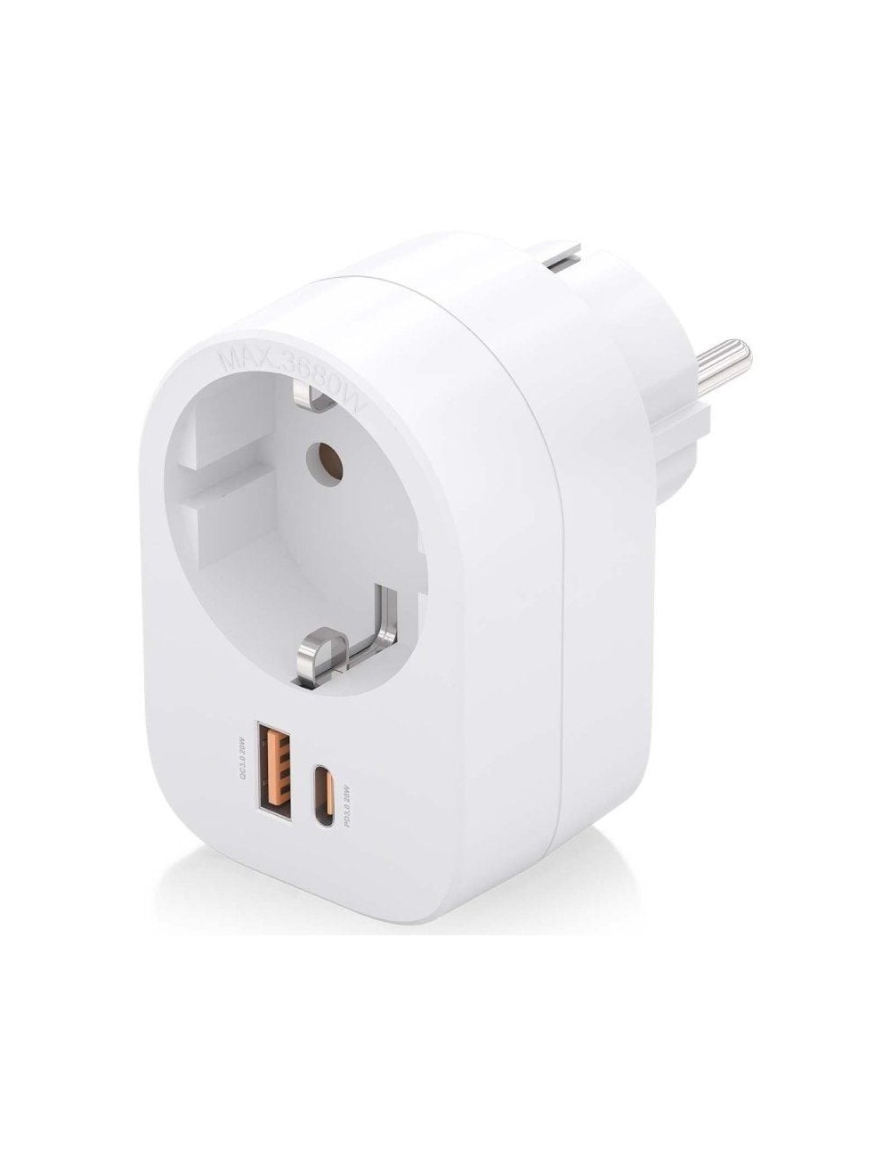 Enchufe Aisens ASPS-1A1C06-W/ 1 Toma de Corriente/ 1 USB Tipo-C PD/ 1 USB/ Blanco