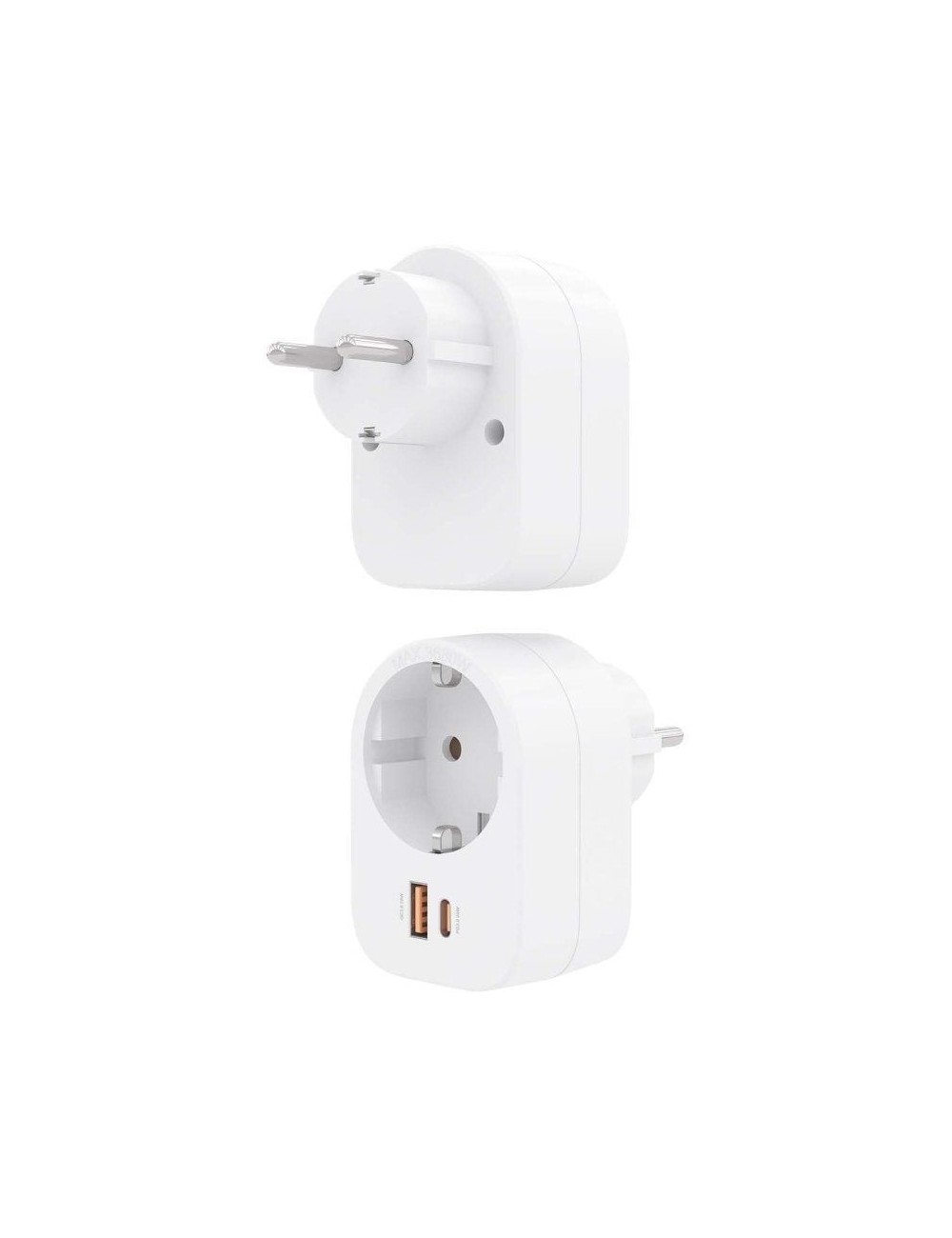 Enchufe Aisens ASPS-1A1C06-W/ 1 Toma de Corriente/ 1 USB Tipo-C PD/ 1 USB/ Blanco