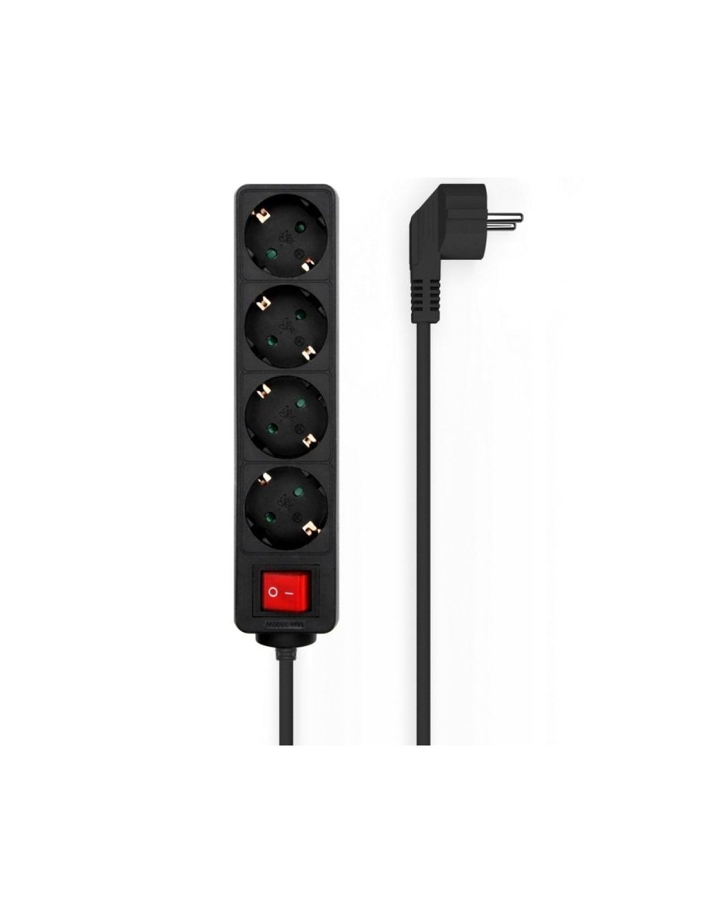 Regleta con Interruptor Aisens A154-0650/ 4 Tomas de Corriente/ Cable 1.4m/ Negro