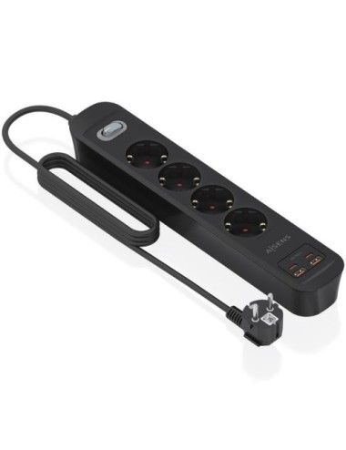 Regleta con Interruptor Aisens ASPS-2A2C13-BK/ 4 Tomas de Corriente/ 2 USB - 2 USB Tipo-C/ Cable 1.4m/ Negro